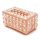 Tissue Dispenser Light Luxury Napkin Storage Box Metal Crystal Glass Tissue Holder for Home - Side View