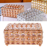 Tissue Dispenser Light Luxury Napkin Storage Box Metal Crystal Glass Tissue Holder for Home - Top-Down View