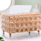 Tissue Dispenser Light Luxury Napkin Storage Box Metal Crystal Glass Tissue Holder for Home - 45-Degree Angle