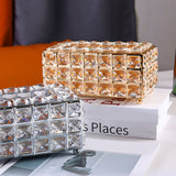 Tissue Dispenser Light Luxury Napkin Storage Box Metal Crystal Glass Tissue Holder for Home - Extra Image