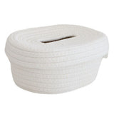 Tissue Box Cover Handmade Cotton Rope Napkin Tissue Holder Decorative Household Desktop Tissue Storage Box White - Side View