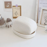 Tissue Box Cover Handmade Cotton Rope Napkin Tissue Holder Decorative Household Desktop Tissue Storage Box White