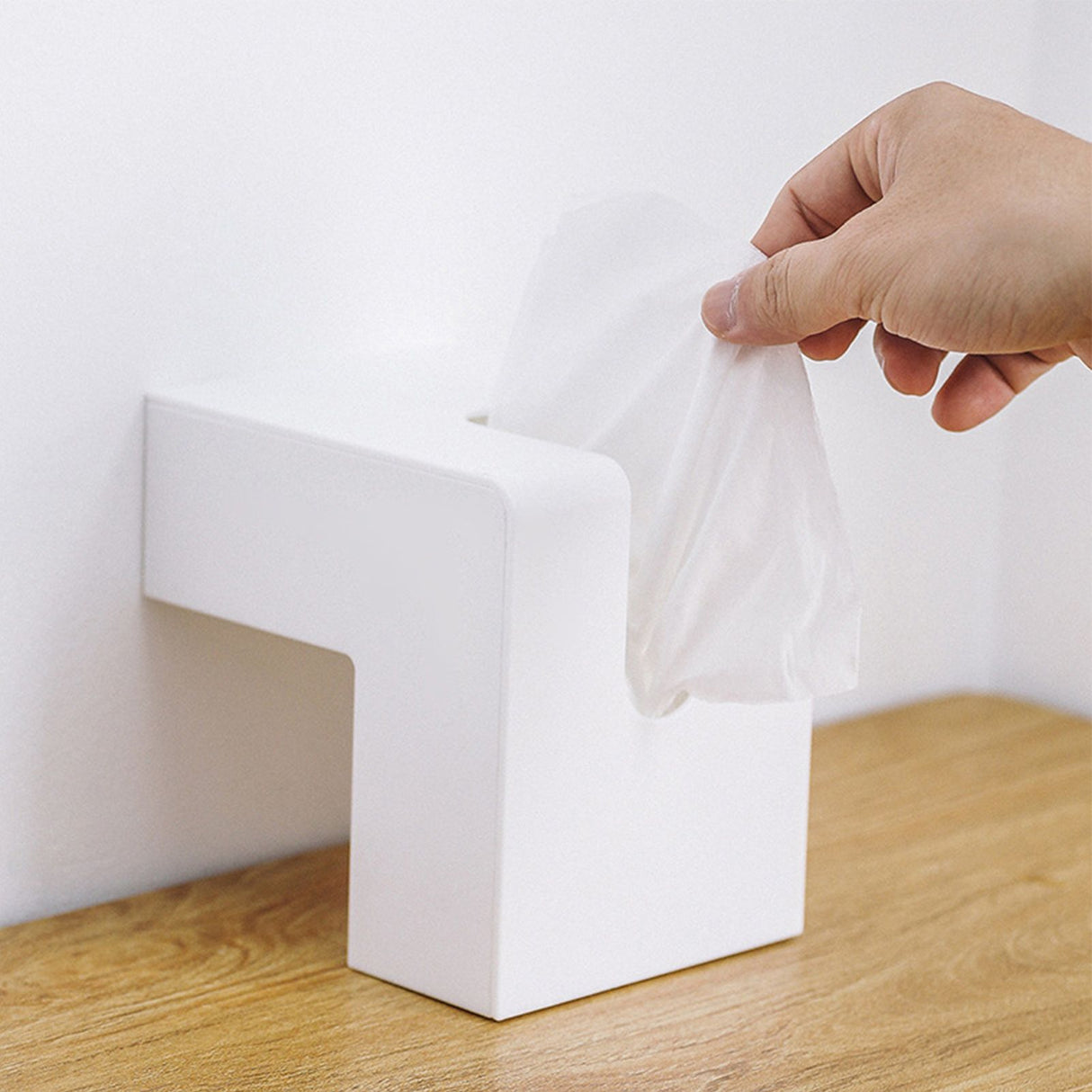 Nordic Style Plastic Tissue Box Holder Personality Simplicity Tissue Storage Box for Restaurant Living Room Desktop White