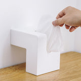 Nordic Style Plastic Tissue Box Holder Personality Simplicity Tissue Storage Box for Restaurant Living Room Desktop White - Rear View