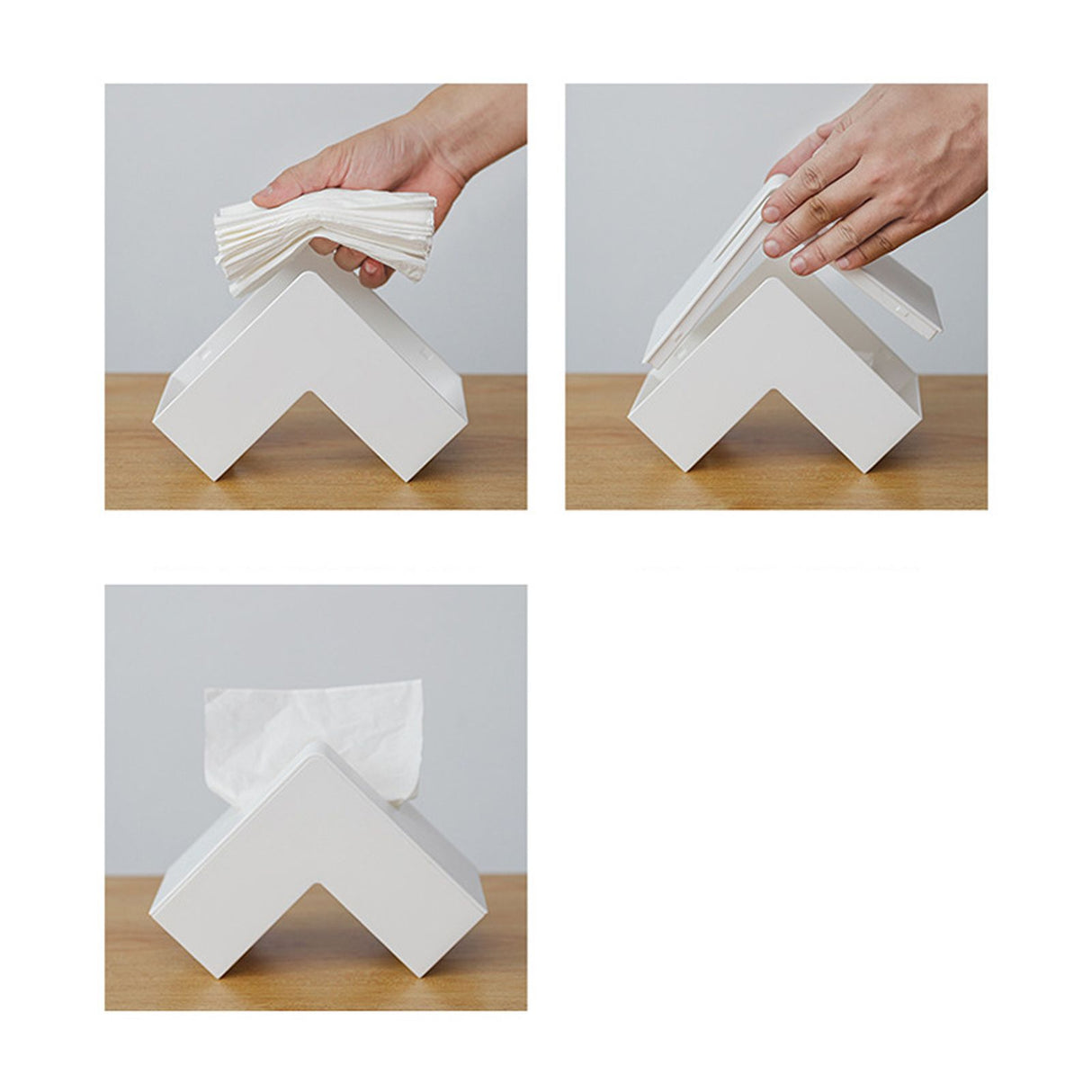 Nordic Style Plastic Tissue Box Holder Personality Simplicity Tissue Storage Box for Restaurant Living Room Desktop White
