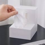 Nordic Style Plastic Tissue Box Holder Personality Simplicity Tissue Storage Box for Restaurant Living Room Desktop White - Extra Image