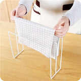 Kitchen Countertop Dishcloth Drying Rack Iron Dishcloth Towel Holder Free Standing Dish Rag Storage Hanger White - Rear View