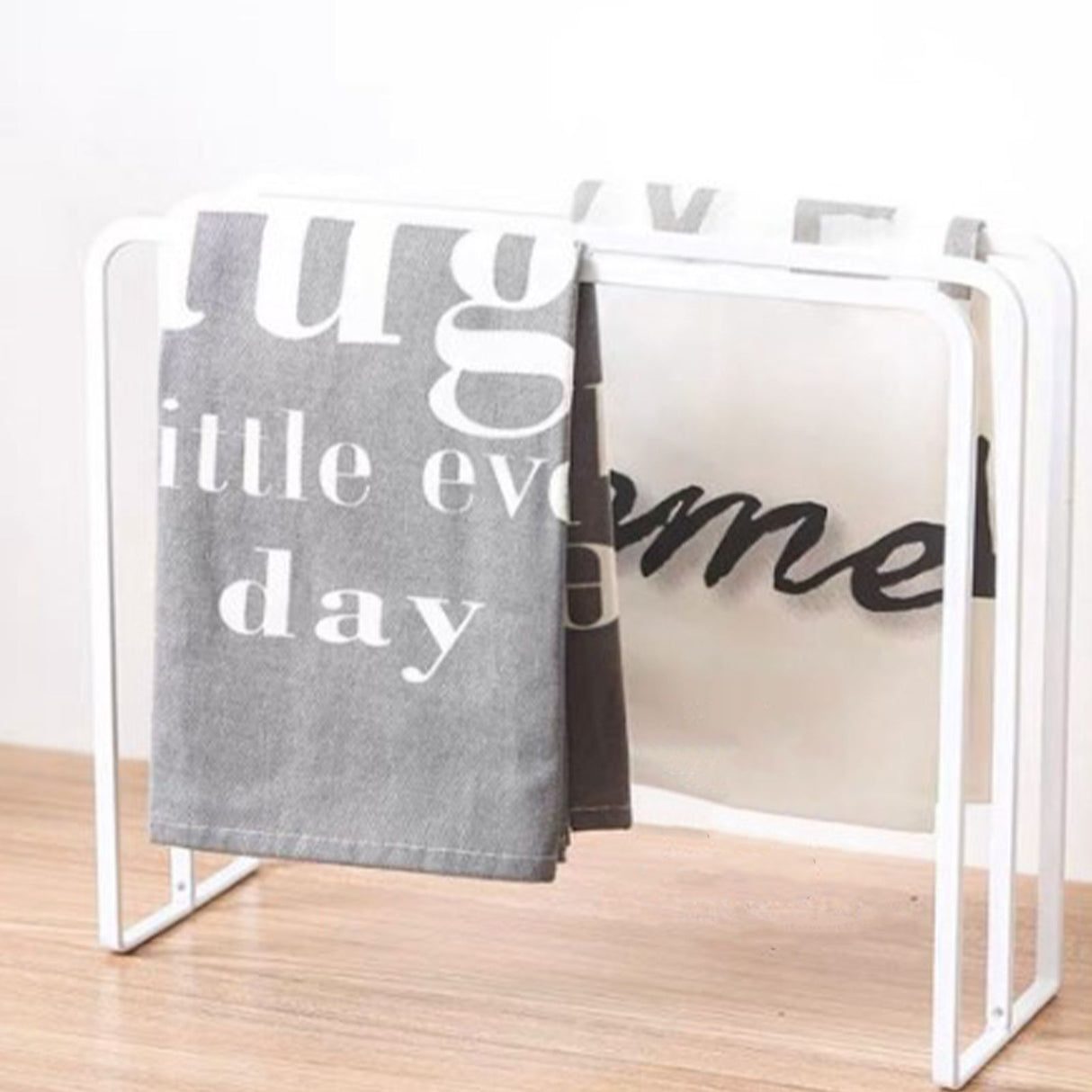 Kitchen Countertop Dishcloth Drying Rack Iron Dishcloth Towel Holder Free Standing Dish Rag Storage Hanger White