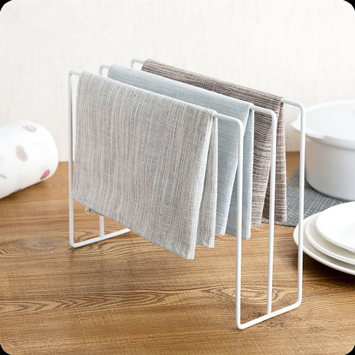 Kitchen Countertop Dishcloth Drying Rack Iron Dishcloth Towel Holder Free Standing Dish Rag Storage Hanger White