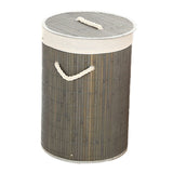 Foldable Laundry Basket Grocery Basket Bamboo Large Capacity Dirty Clothes Storage Bucket for Home 1.0 Grey Round - Top-Down View