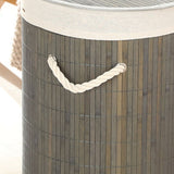 Foldable Laundry Basket Grocery Basket Bamboo Large Capacity Dirty Clothes Storage Bucket for Home 1.0 Grey Round