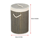 Foldable Laundry Basket Grocery Basket Bamboo Large Capacity Dirty Clothes Storage Bucket for Home 1.0 Grey Round - Extra Image
