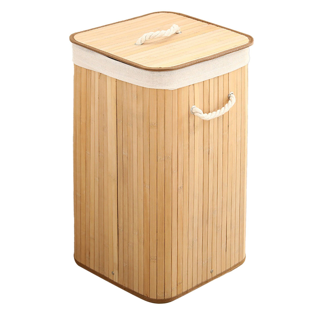 Foldable Laundry Basket Grocery Basket Bamboo Large Capacity Dirty Clothes Storage Bucket for Home 1.7 Original Color Square