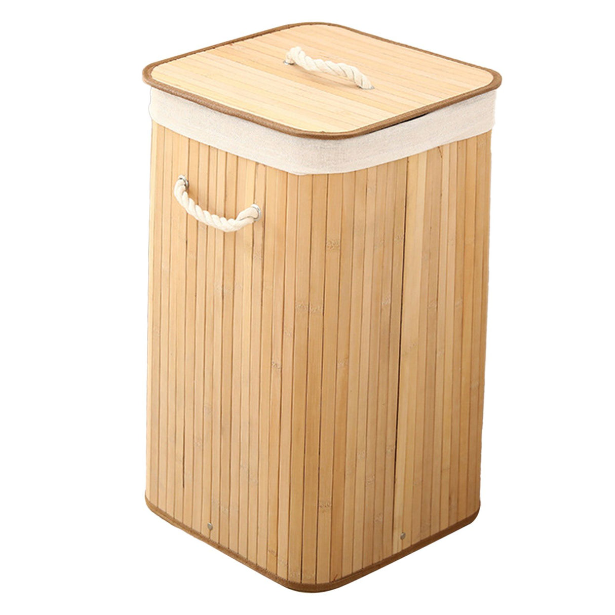 Foldable Laundry Basket Grocery Basket Bamboo Large Capacity Dirty Clothes Storage Bucket for Home 1.7 Original Color Square