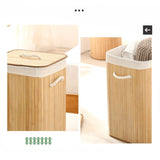 Foldable Laundry Basket Grocery Basket Bamboo Large Capacity Dirty Clothes Storage Bucket for Home 1.7 Original Color Square - Extra Image