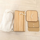 Foldable Laundry Basket Grocery Basket Bamboo Large Capacity Dirty Clothes Storage Bucket for Home 1.7 Original Color Square