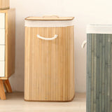 Foldable Laundry Basket Grocery Basket Bamboo Large Capacity Dirty Clothes Storage Bucket for Home 1.7 Original Color Square - Extra Image