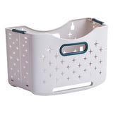 Collapsible Laundry Basket Portable Foldable Laundry Hamper Clothes Storage Organizer Basket for Home Hotel Sea Blue Single Basket - Front View