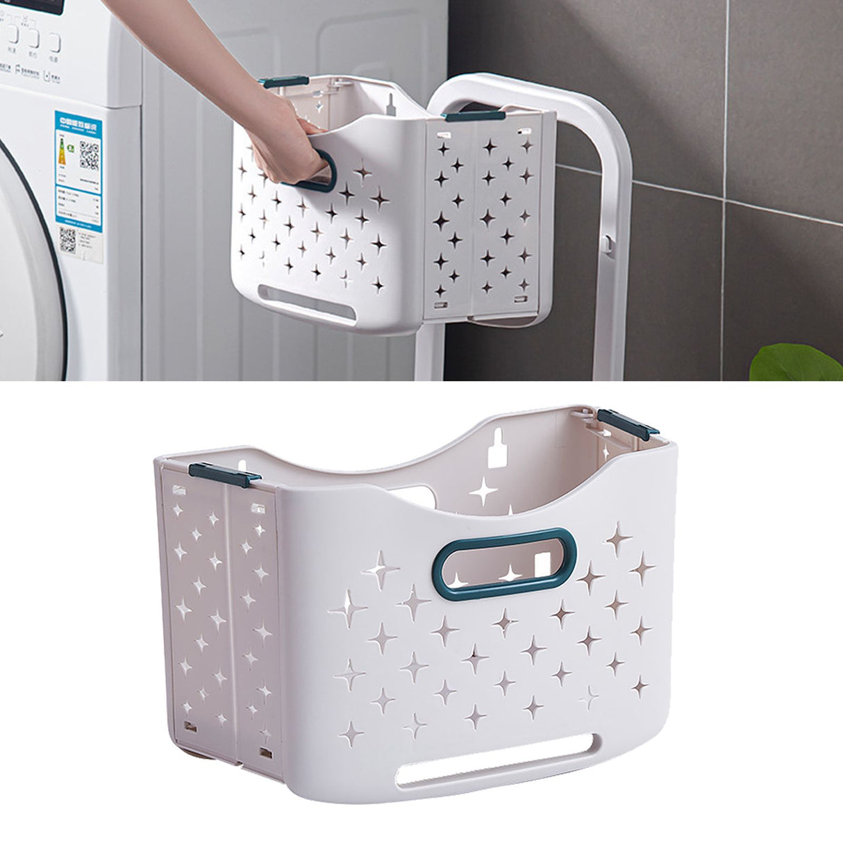 Collapsible Laundry Basket Portable Foldable Laundry Hamper Clothes Storage Organizer Basket for Home Hotel Sea Blue Single Basket