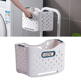 Collapsible Laundry Basket Portable Foldable Laundry Hamper Clothes Storage Organizer Basket for Home Hotel Sea Blue Single Basket - Rear View