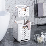 Collapsible Laundry Basket Portable Foldable Laundry Hamper Clothes Storage Organizer Basket for Home Hotel Sea Blue Single Basket