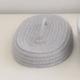 Desktop Storage Box with Lid Handmade Cotton Rope Storage Basket for Makeup Sundries Snack Needles Grey - Low Angle
