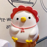 Kids Piggy Bank Cute Cartoon Money Coin Bank Anti Fall Vinyl Resin Money Bank for Boys Girls Pink Duck - Rear View