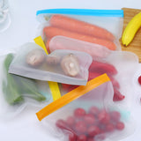 20PCS Reusable Ziplock Bags Translucent Scrub PEVA Food Storage Bags for Kitchen Fridge Organization