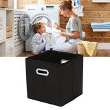 Fabric Cube Organizer Black Dual Handles Foldable Storage Bins Baskets for Home Bedroom Toy Clothing Organize