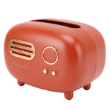Retro Radio Shape Tissue Cover Box Vintage Radio Tissue Box for Bathroom Living Room Bedroom Nightstand Desk Table Red
