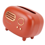 Retro Radio Shape Tissue Cover Box Vintage Radio Tissue Box for Bathroom Living Room Bedroom Nightstand Desk Table Red - Side View