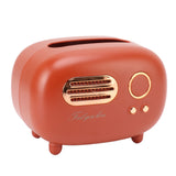 Retro Radio Shape Tissue Cover Box Vintage Radio Tissue Box for Bathroom Living Room Bedroom Nightstand Desk Table Red