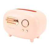 Retro Radio Shape Tissue Cover Box Vintage Radio Tissue Box for Bathroom Living Room Bedroom Nightstand Desk Table Pink - Front View