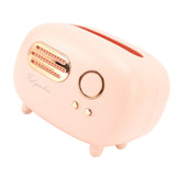 Retro Radio Shape Tissue Cover Box Vintage Radio Tissue Box for Bathroom Living Room Bedroom Nightstand Desk Table Pink - Top-Down View