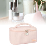 PU Open Lid Cake Shape Make Up Bag Cosmetic Storage Bag Soft Color Portable Makeup Bag Pink - 45-Degree Angle