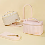 PU Open Lid Cake Shape Make Up Bag Cosmetic Storage Bag Soft Color Portable Makeup Bag Pink