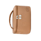 PU Open Lid Cake Shape Make Up Bag Cosmetic Storage Bag Soft Color Portable Makeup Bag Coffe - Front View