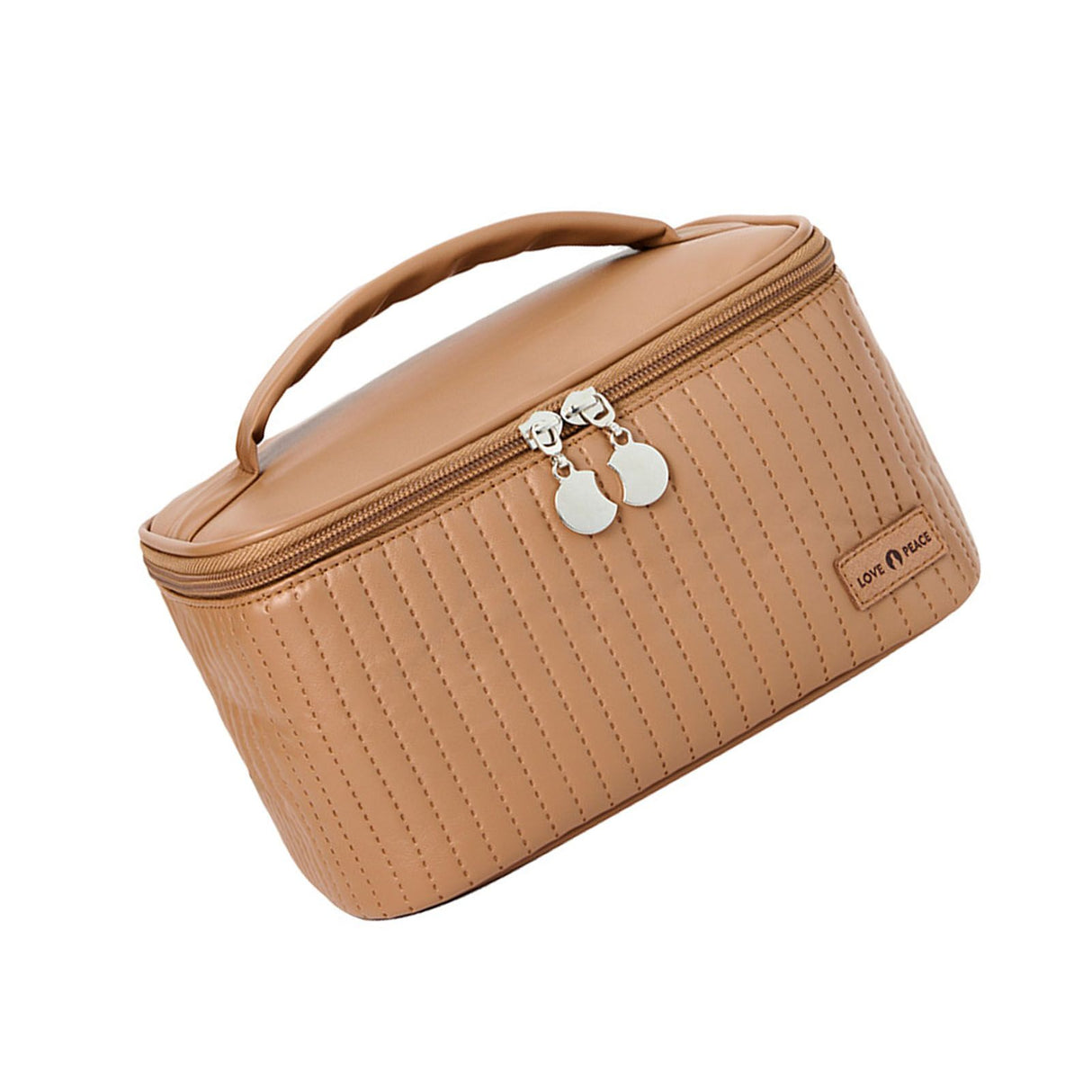 PU Open Lid Cake Shape Make Up Bag Cosmetic Storage Bag Soft Color Portable Makeup Bag Coffe
