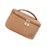 PU Open Lid Cake Shape Make Up Bag Cosmetic Storage Bag Soft Color Portable Makeup Bag Coffe