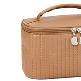 PU Open Lid Cake Shape Make Up Bag Cosmetic Storage Bag Soft Color Portable Makeup Bag Coffe