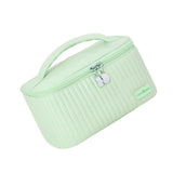 PU Open Lid Cake Shape Make Up Bag Cosmetic Storage Bag Soft Color Portable Makeup Bag Light Green - Front View