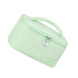 PU Open Lid Cake Shape Make Up Bag Cosmetic Storage Bag Soft Color Portable Makeup Bag Light Green - Top-Down View
