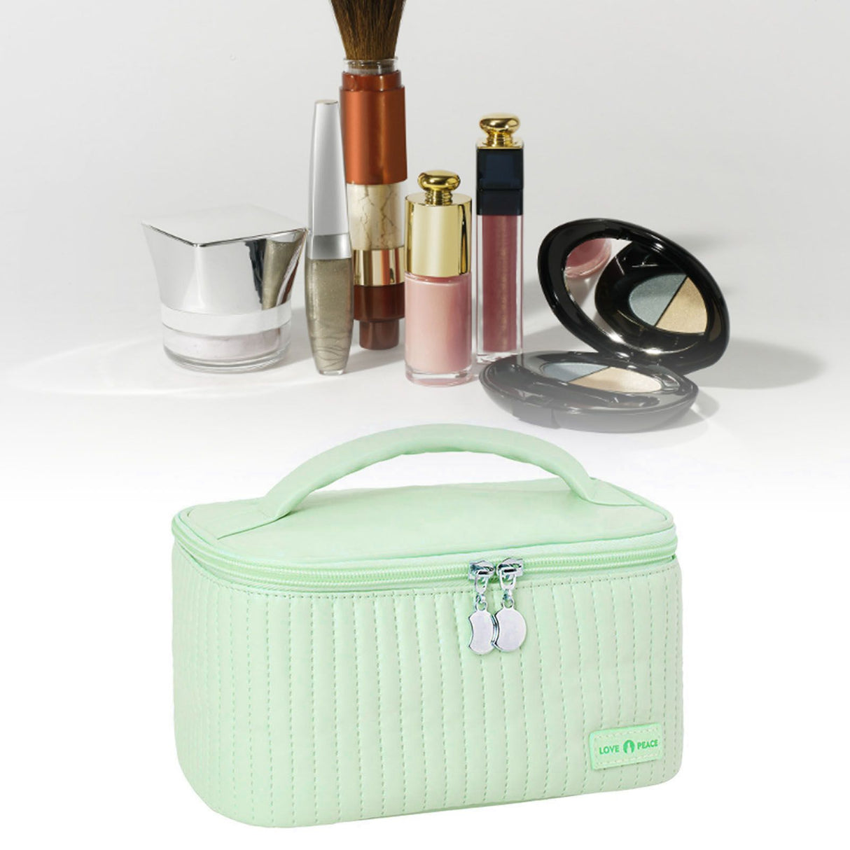 PU Open Lid Cake Shape Make Up Bag Cosmetic Storage Bag Soft Color Portable Makeup Bag Light Green