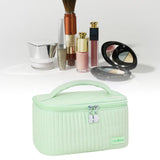 PU Open Lid Cake Shape Make Up Bag Cosmetic Storage Bag Soft Color Portable Makeup Bag Light Green - 45-Degree Angle