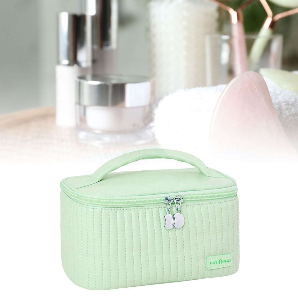 PU Open Lid Cake Shape Make Up Bag Cosmetic Storage Bag Soft Color Portable Makeup Bag Light Green