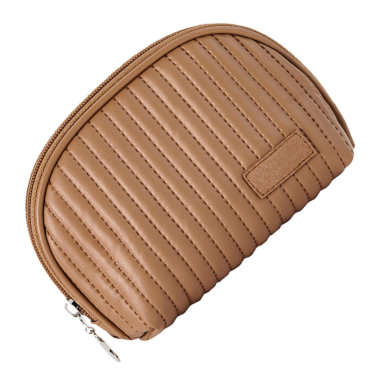 PU Leather Makeup Bag Portable Large Capacity Storage Travel Makeup Bag for Lipstick Cosmetic Brown