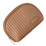 PU Leather Makeup Bag Portable Large Capacity Storage Travel Makeup Bag for Lipstick Cosmetic Brown - Front View