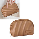 PU Leather Makeup Bag Portable Large Capacity Storage Travel Makeup Bag for Lipstick Cosmetic Brown - 45-Degree Angle