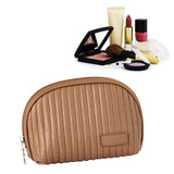 PU Leather Makeup Bag Portable Large Capacity Storage Travel Makeup Bag for Lipstick Cosmetic Brown - Rear View