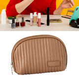 PU Leather Makeup Bag Portable Large Capacity Storage Travel Makeup Bag for Lipstick Cosmetic Brown
